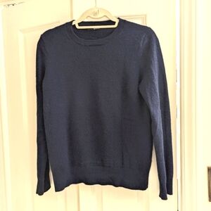 Quince Navy Cashmere Crewneck Sweater, Size M